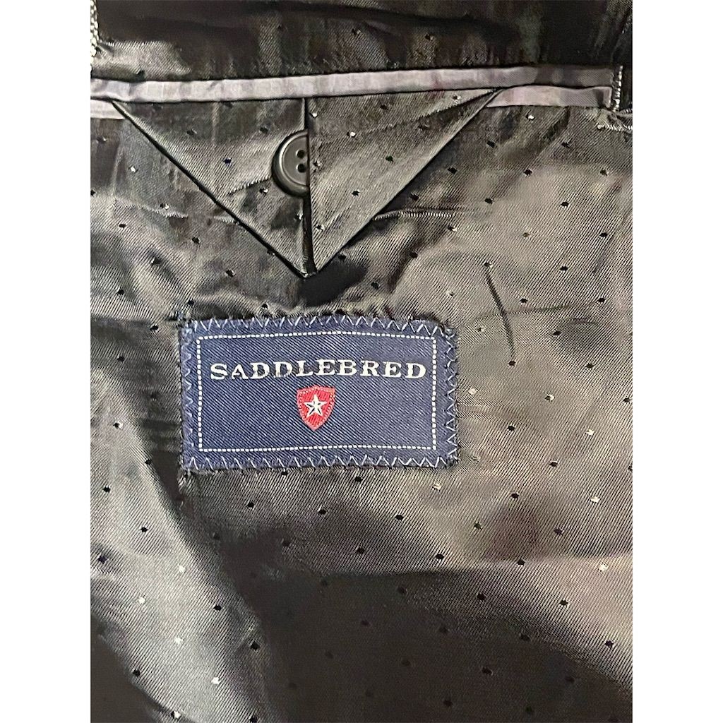 NWOT Saddlebred Men’s Black Tweed Sport Coat Jacket w/ Elbow Patches 40R