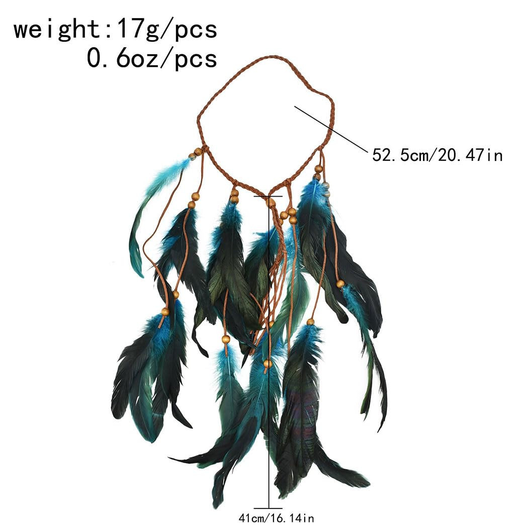 Boho Feather Headband Hippie Headpiece Gypsy Indian Costume Headdress Hair Acces