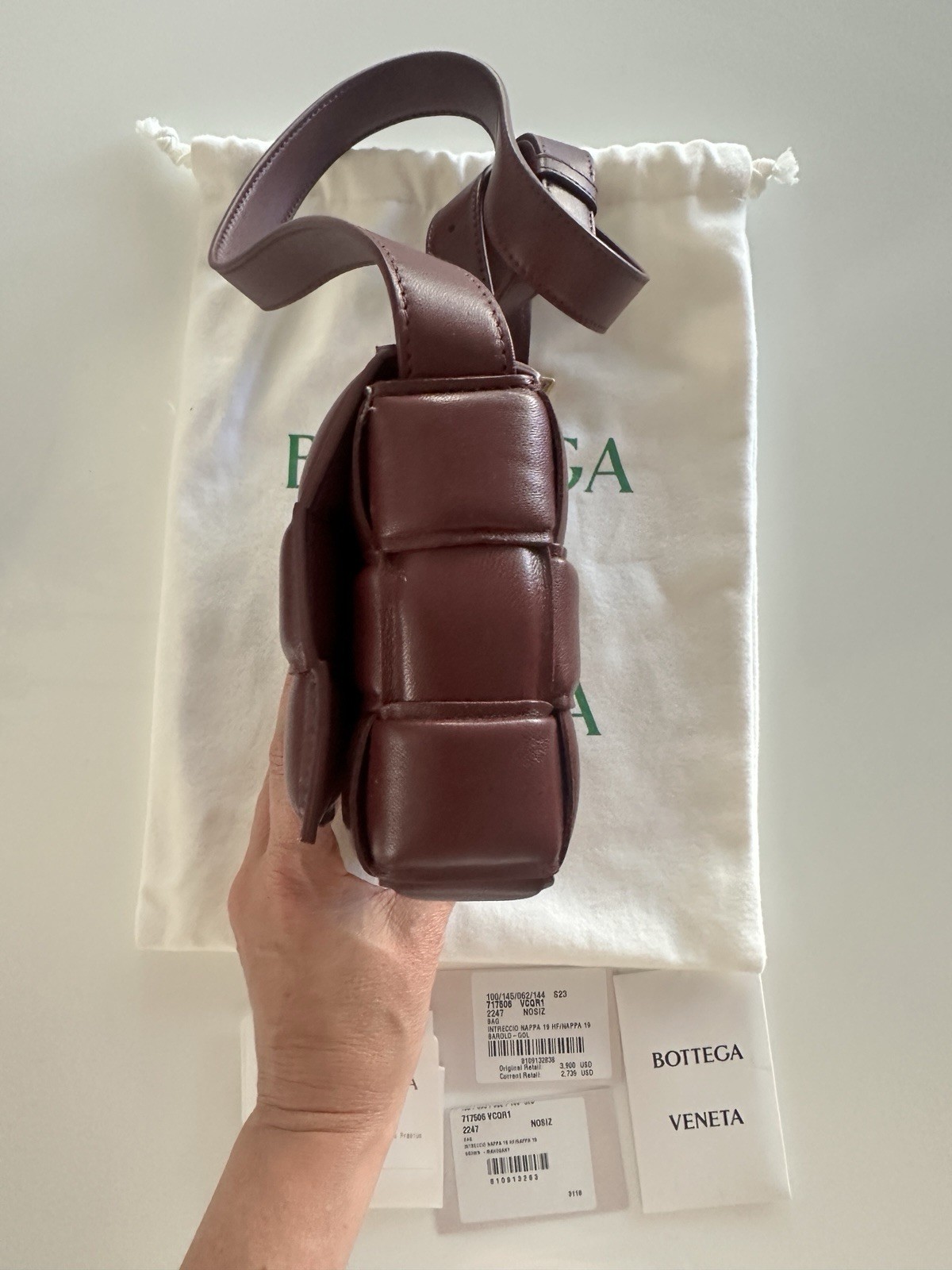 Bottega Veneta Intrecciato Nappa Mini Padded Cassette Crossbody Bag In Barolo