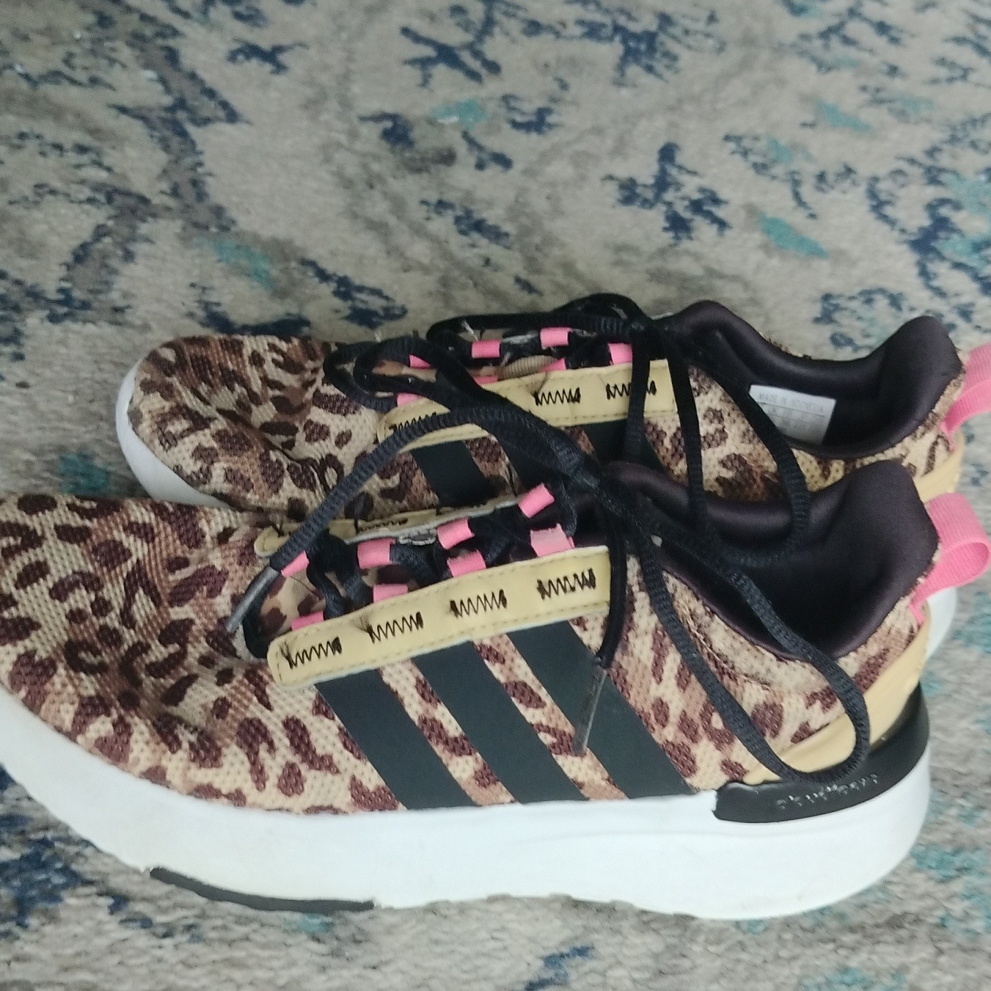adidas Racer TR21 Leopard Animal Print Low Top Lace-Up Kids Sneakers US 4