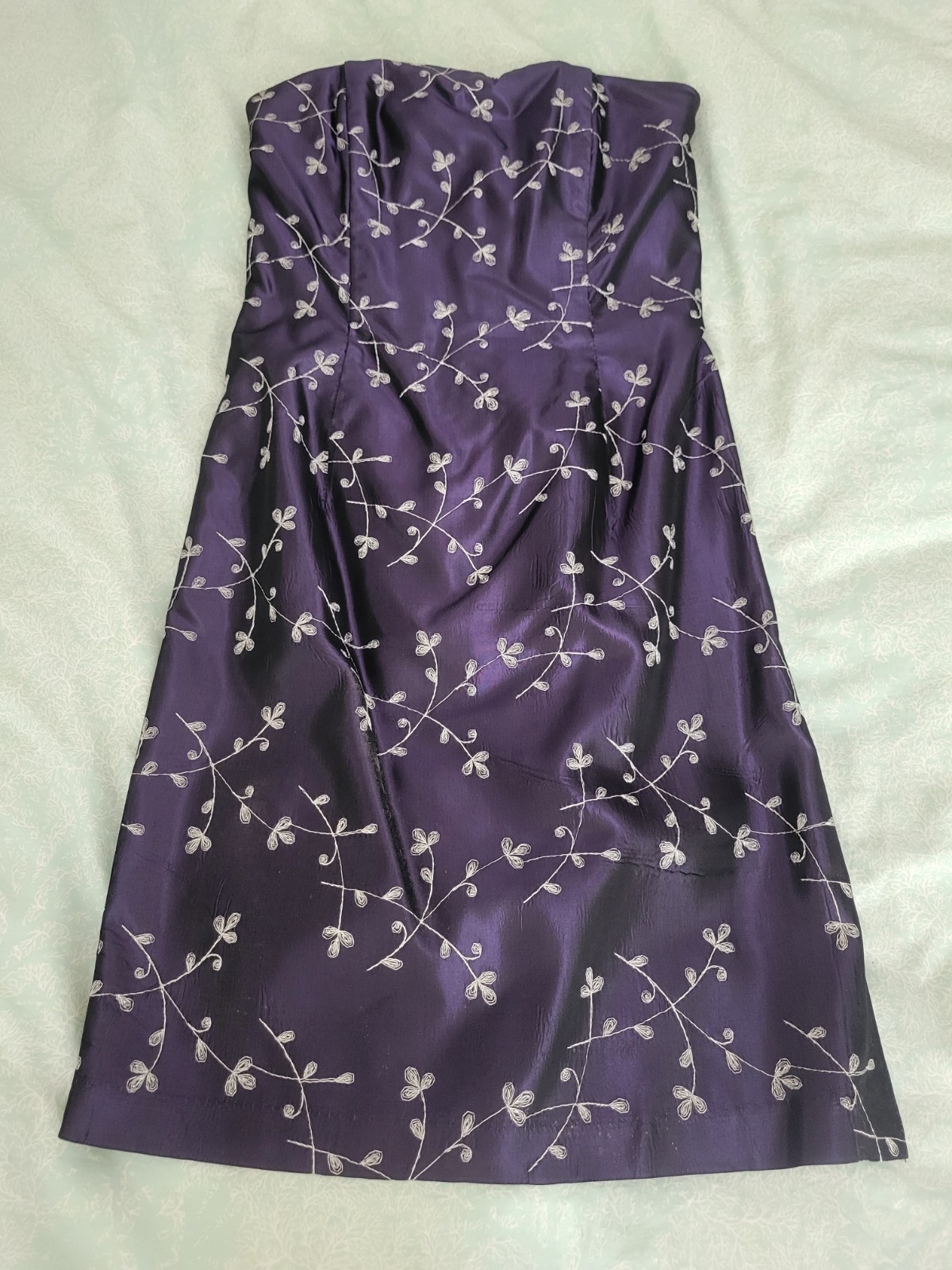 Jessica McClintock Strapless Purple Embroidered Cocktail Dress Women’s A-Line