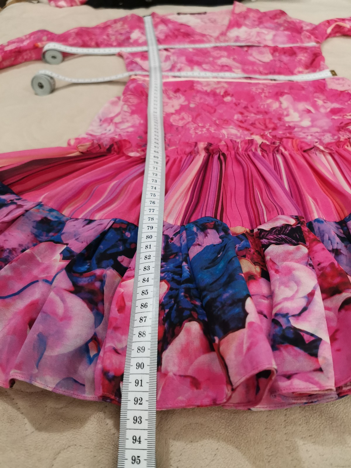 Roberto Cavalli Vintage Floral Print Silk Chiffon Sheer Ruffle Dress IT38