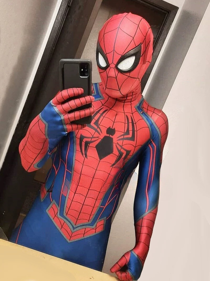New Ultimate Spiderman Jumpsuit Cosplay Costume Halloween Bodysuit w/ Face Shell