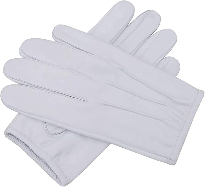 Beautiful Thin Leather Gloves White Color For Police Search Driving Size Large