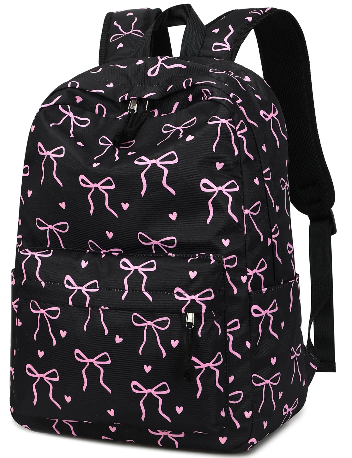 Cute Bow School Backpack For Teen Girls 15.6 Inch Laptop Bookbag Daypack Black