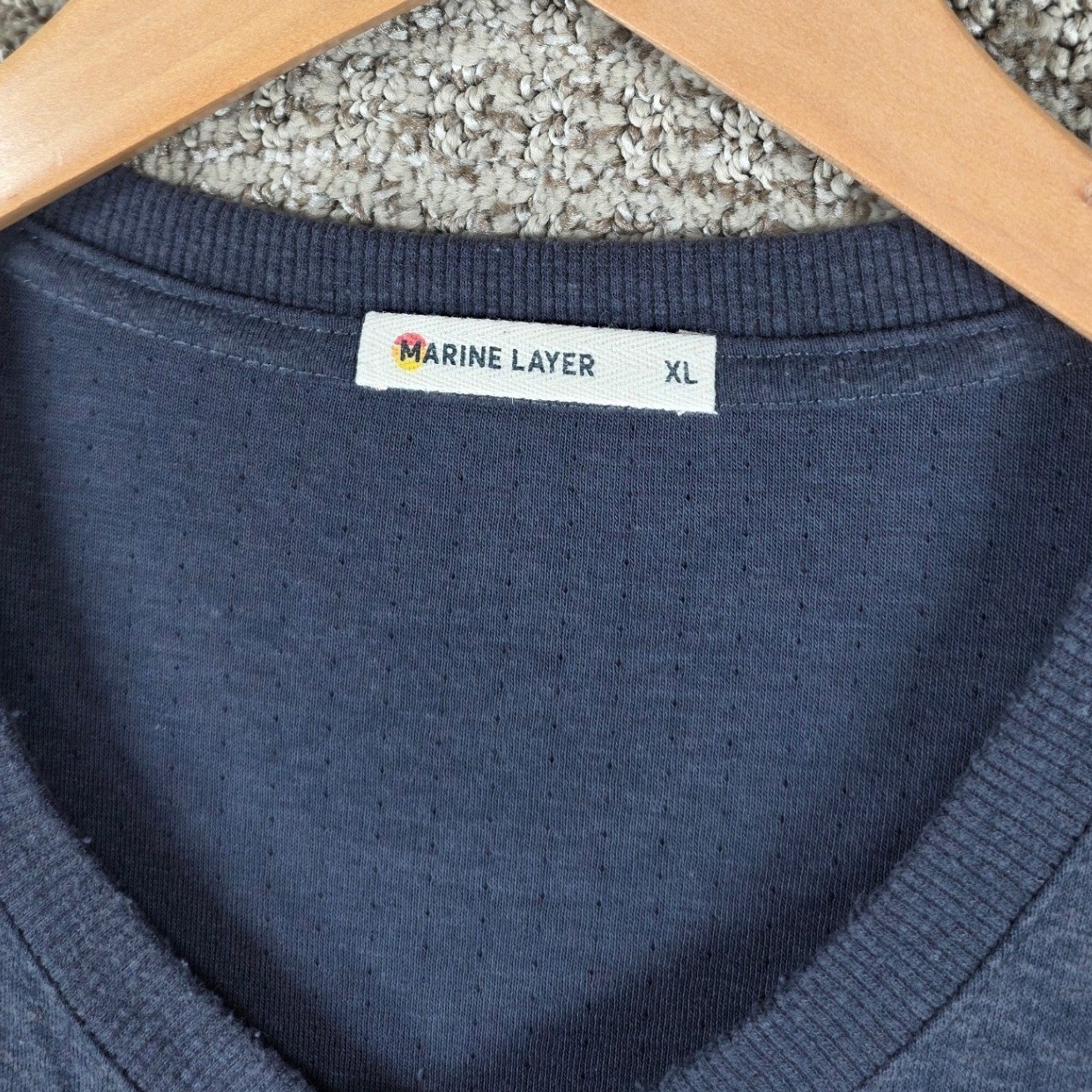 Marine Layer Pacific Stretch Henley Mens XL Blue Long Sleeve Shirt Pullover