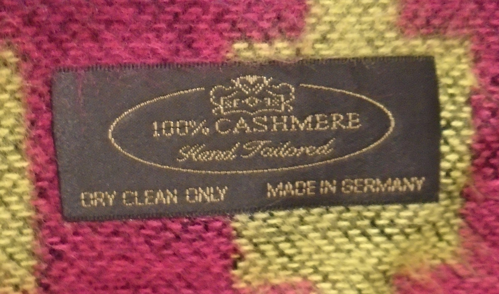Cashmere Scarf Southwestern Pattern Hand Tailored Made in Germany 12.5 x 75″