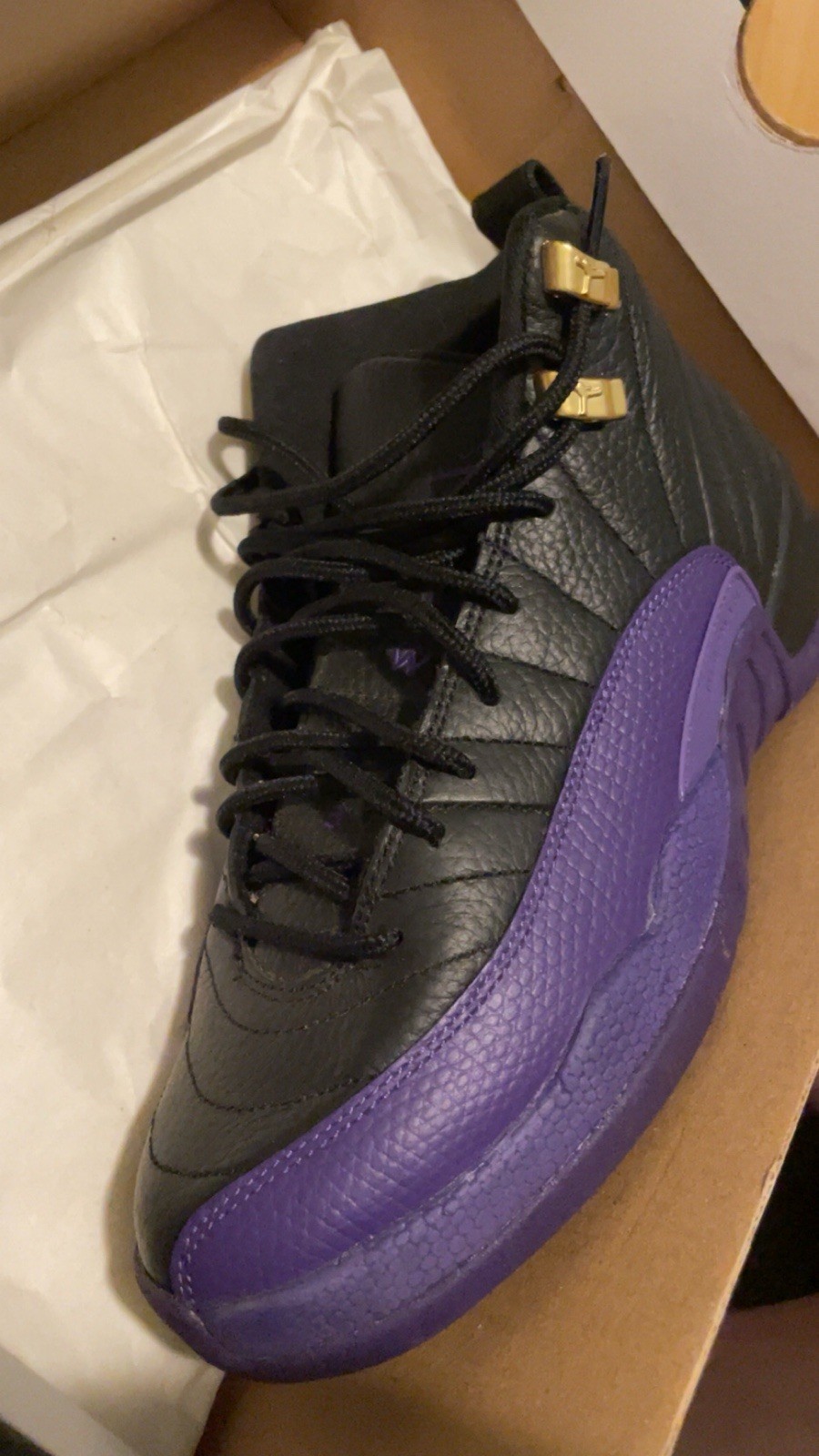 Jordan 12 Boys High Top Sneakers Black Purple Gold 5Y And Air Force 1 5Y