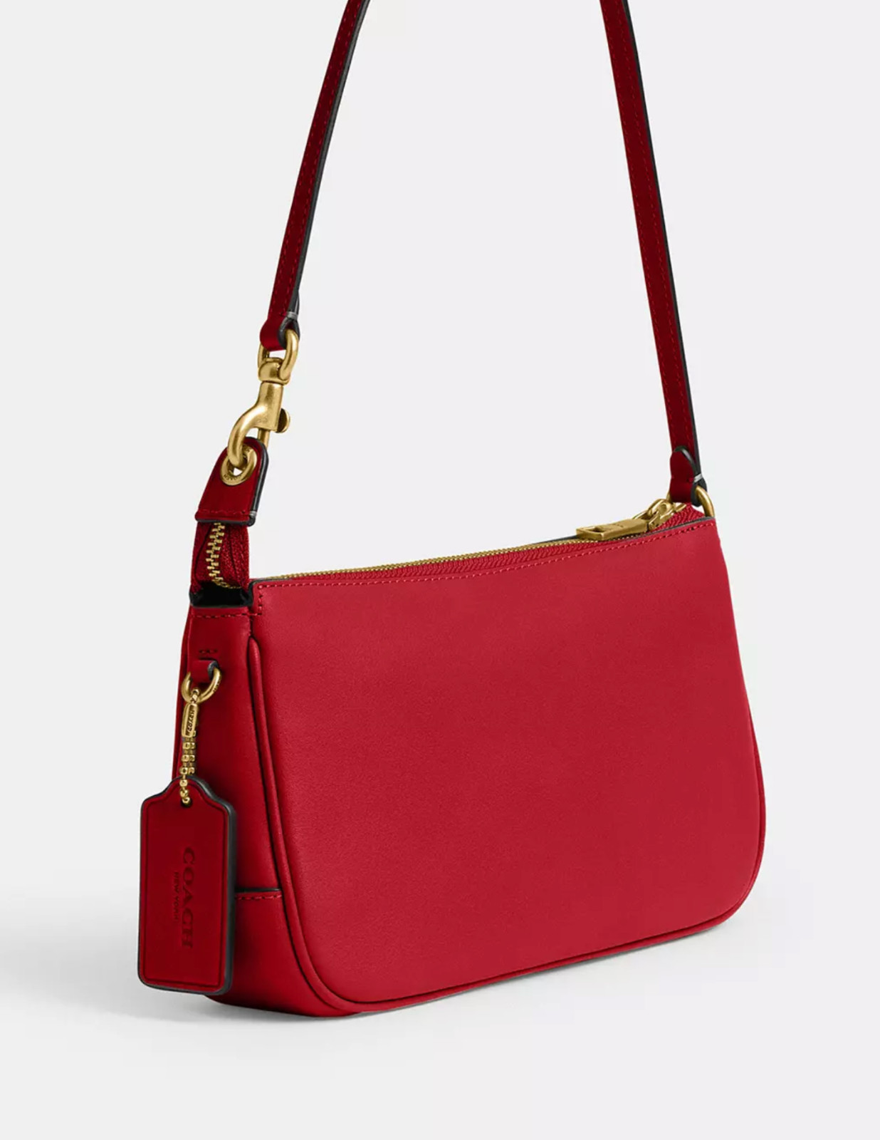 ORIG. PKG. Coach Scarlet Red Smooth Leather Wristlet Short Shoulder Plaza 22 Bag