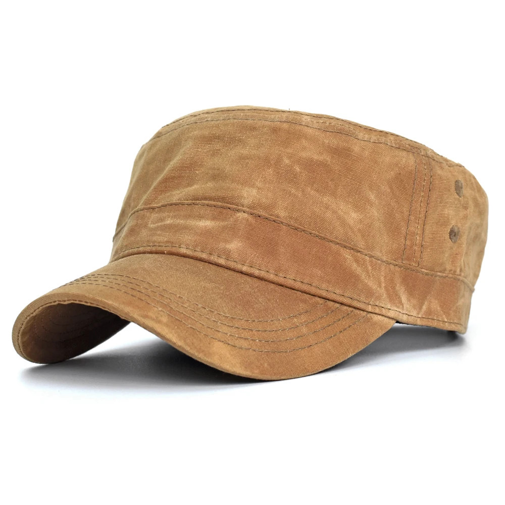 Waxed Canvas Cotton Military Caps Men Waterproof Cadet Army Cap Unique Design