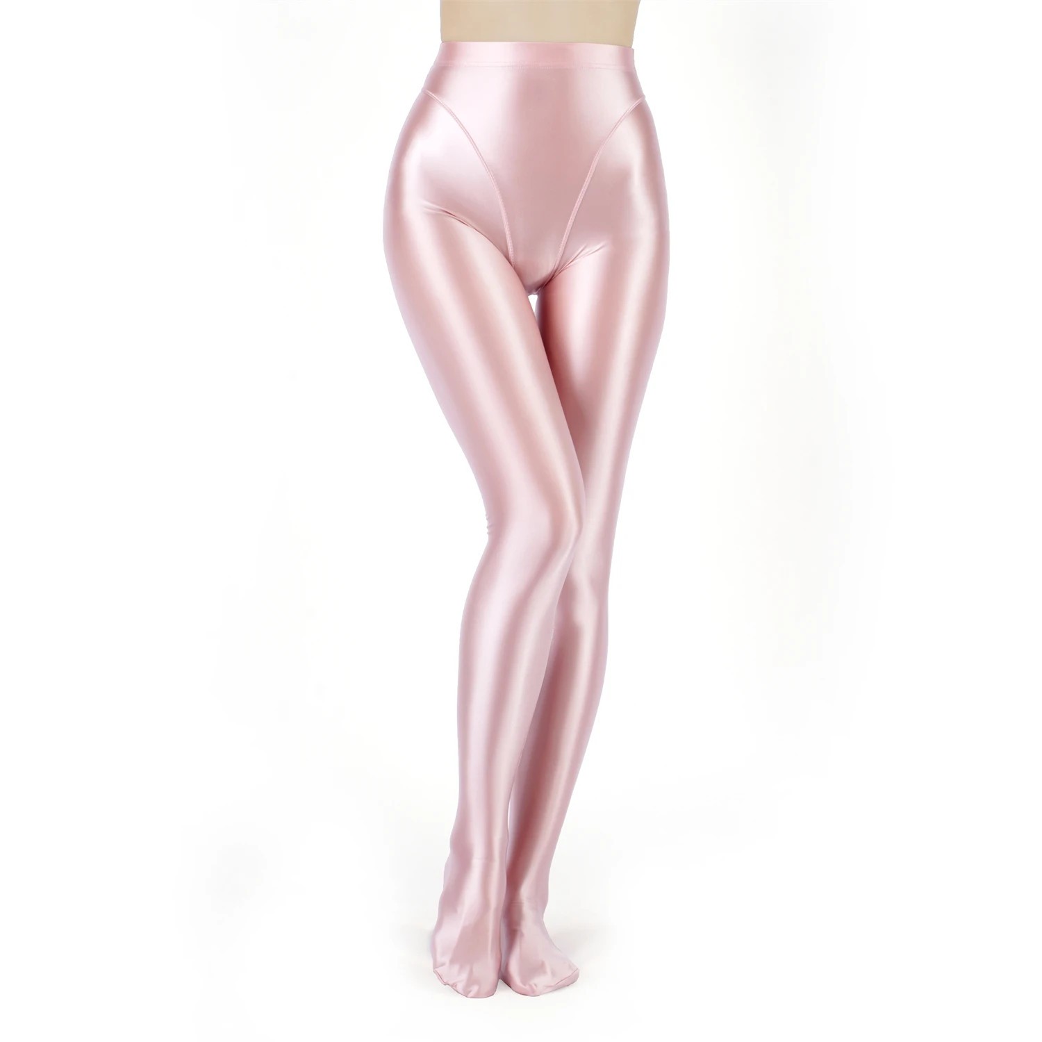 Women Elastic High Waist Tight Shiny Oil Glossy Pantyhose Yoga Dance Stockings