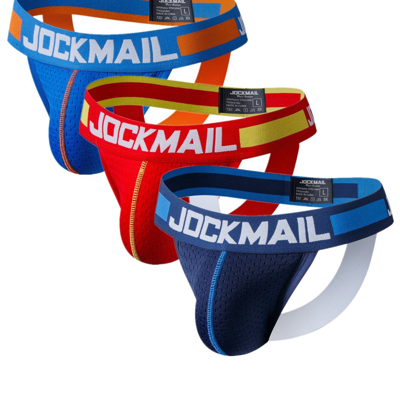 3pcs JOCKMAIL Fashion Sexy Classic Clash Design Sports Jockstraps Mens Underwear