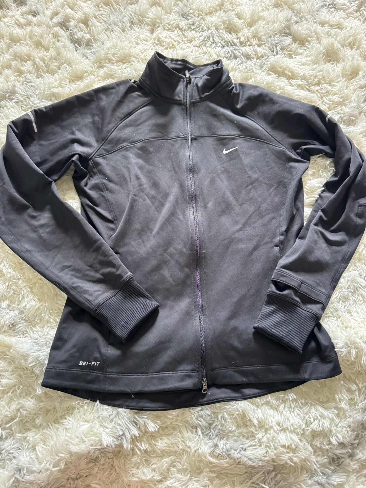 Nike Dri-FIT Women’s Full Zip Running Track Jacket Size M Black Zip
