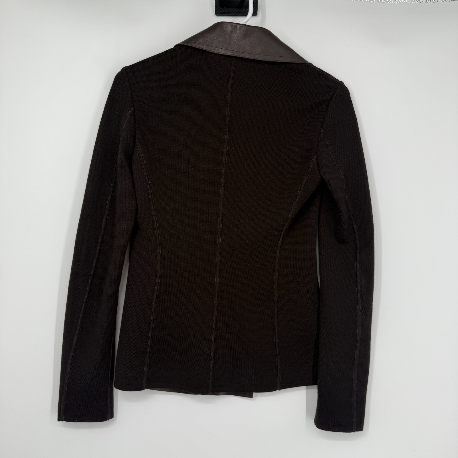 MAX MARA Double Breasted Blazer Suede Goatskin Leather Chocolate Brown Size 4
