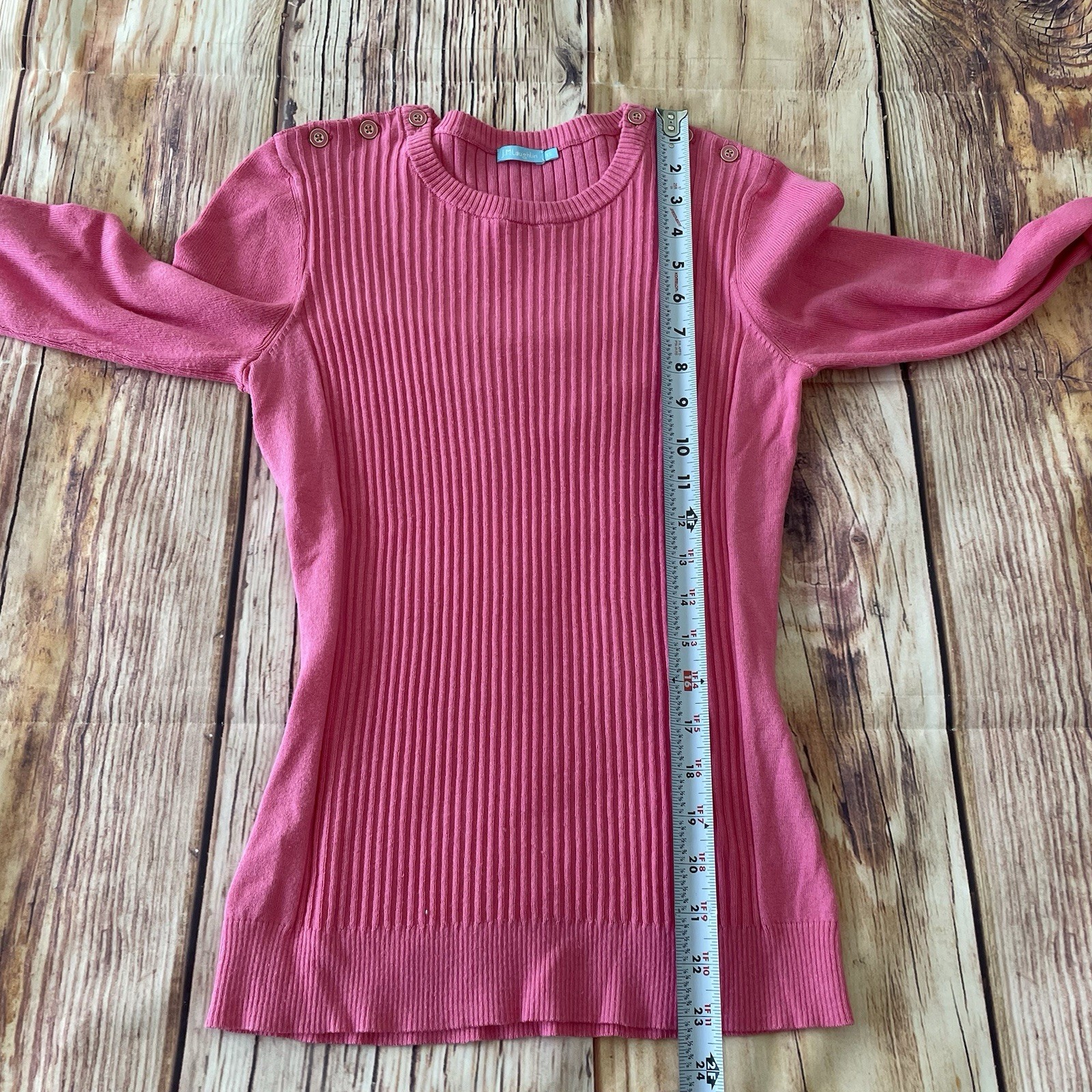 J Mclaughlin Pink Knit Sweater Womens Size XS ribbed Seaspray Buttons