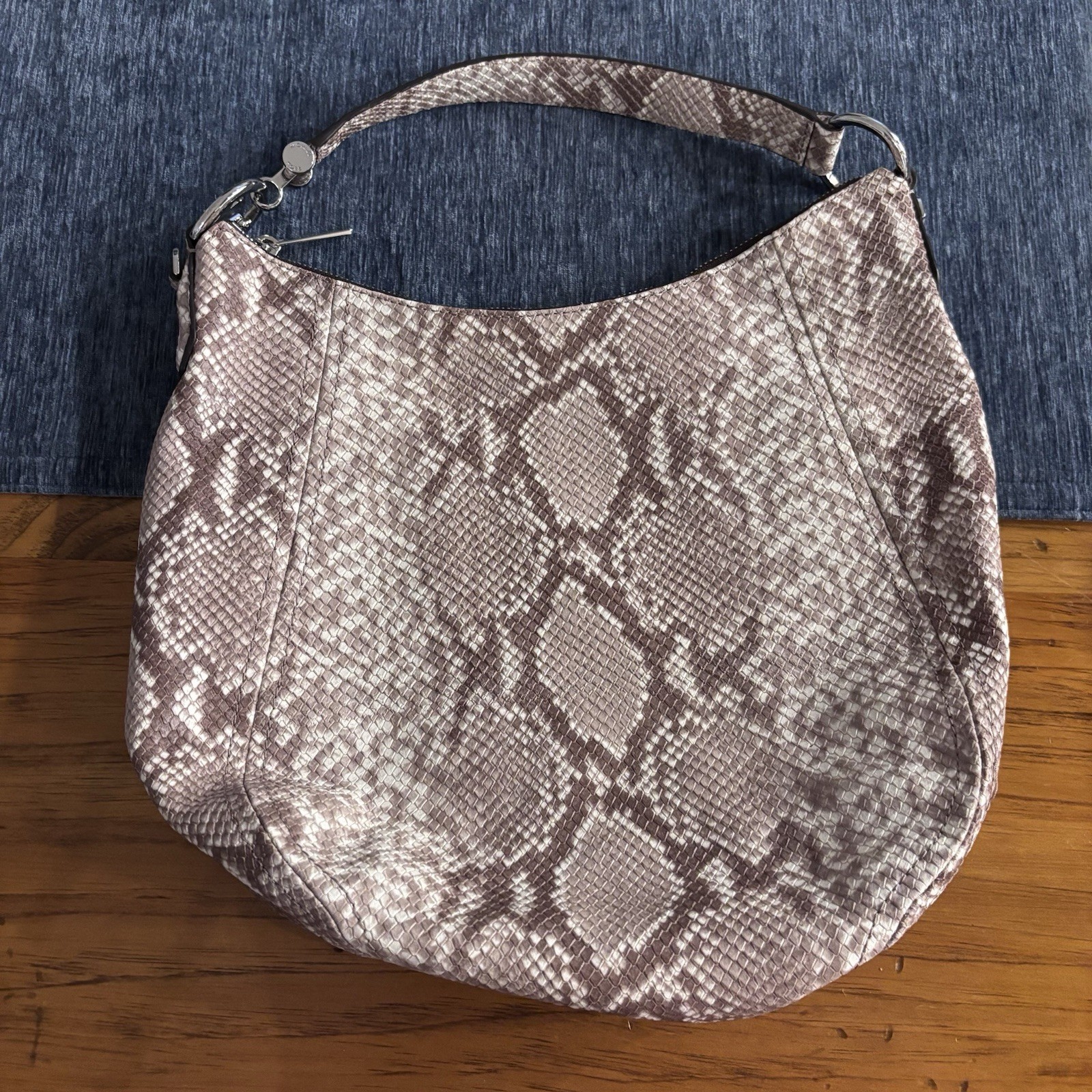 NWT Michael Kors Fulton Medium Top Zip Shoulder Bag, python leather exterior