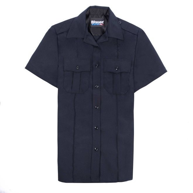 BLAUER 8460W WOMENS SHORT SLEEVE SHIRT, WOOL BLEND, DARK NAVY