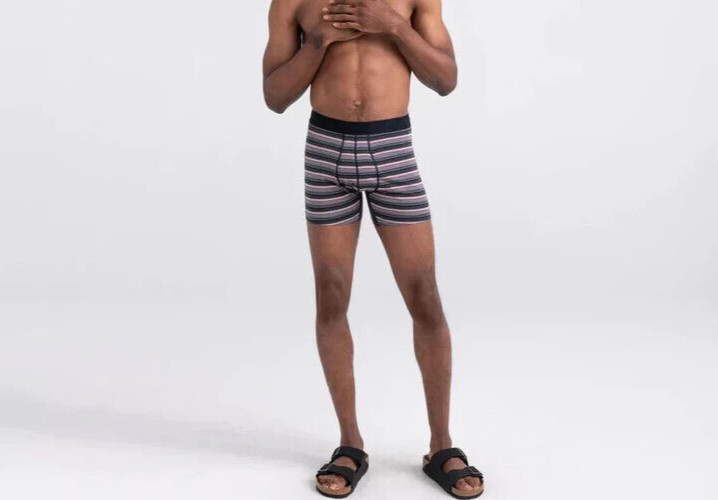 SAXX College Stripe DropTemp Cooling Cotton Blend Slim Fit Boxer Briefs, S