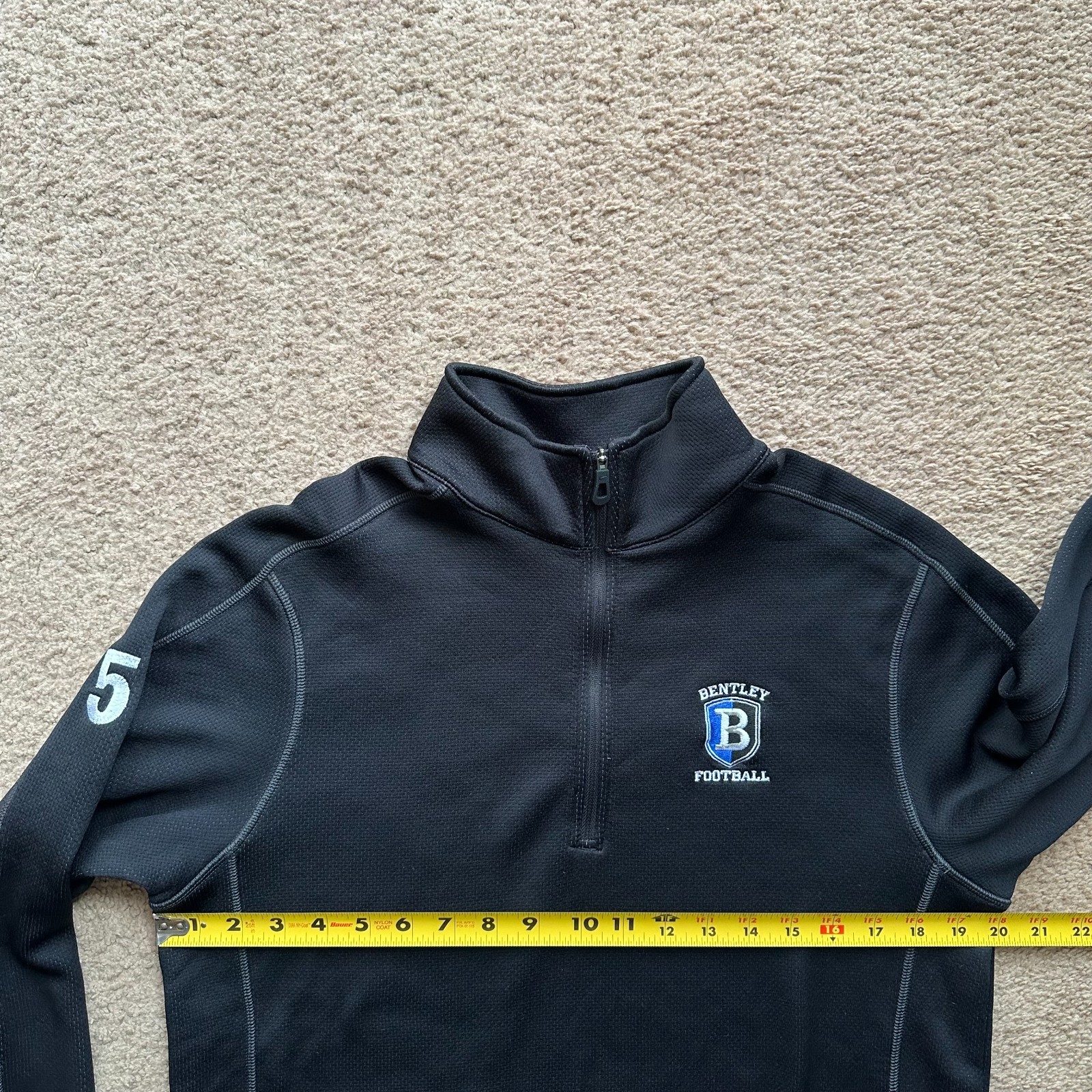 Nike Golf Sweater Mens Large Mock Neck 1/4 Zip Black Pullover Bentley Football