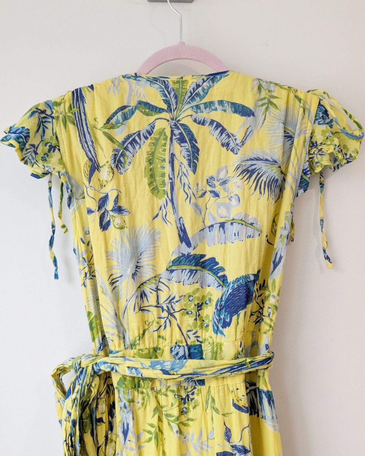 Banjanan Mercy Wrap Ruffled Cotton Voile Printed Midi Dress Sunshine Yellow M