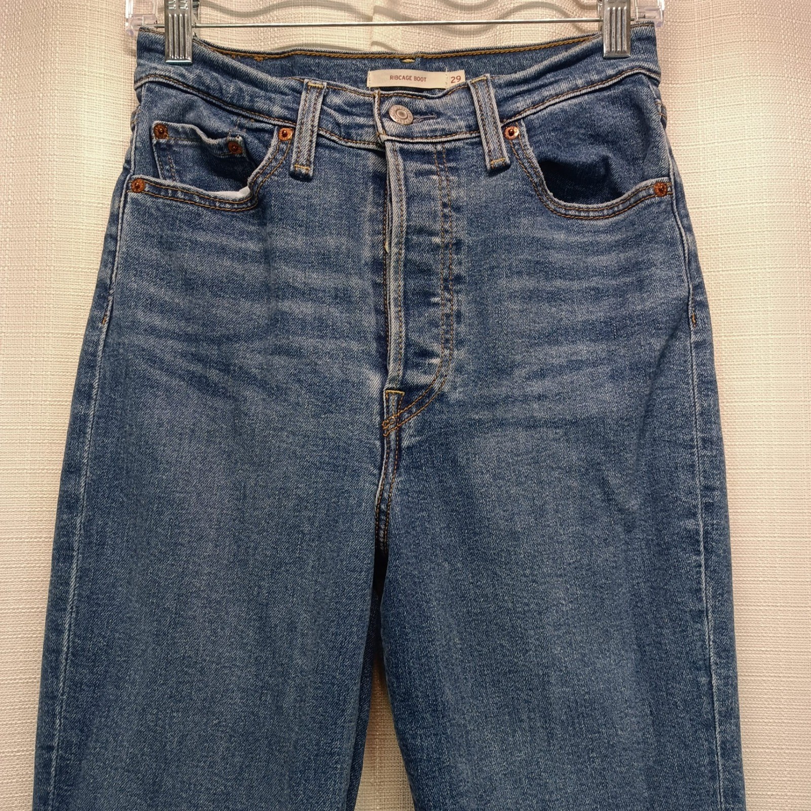 Levis Ribcage Bootcut Jeans Womens 29 High Rise Button Fly Blue Denim (26×31.5)
