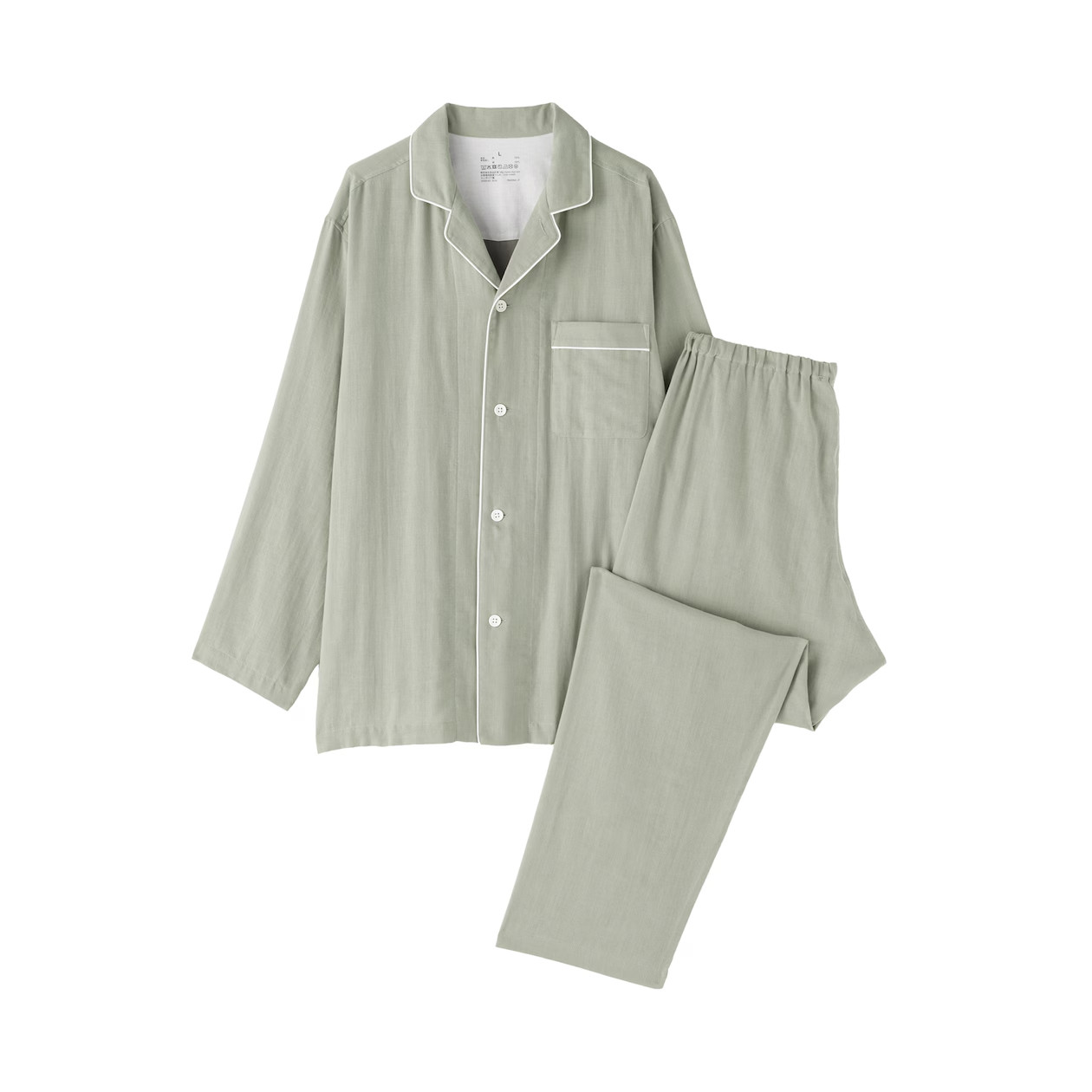 MUJI Mens 100% Organic Cotton Double Gauze Pajamas Smoky Green FedEx