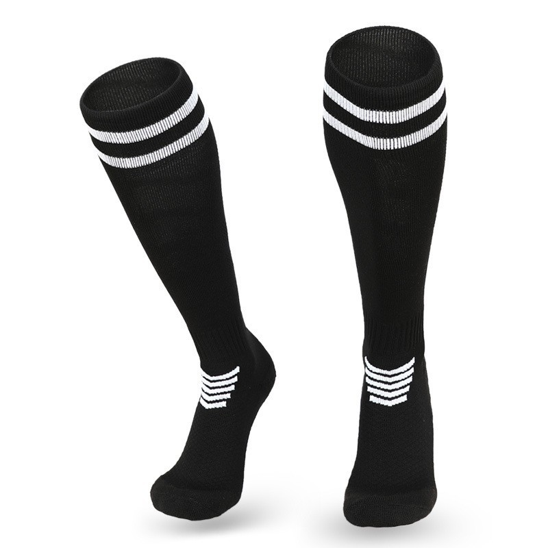 Men Knee High Sport Socks Anti Slip Athletic Casual Stockings Football Striped