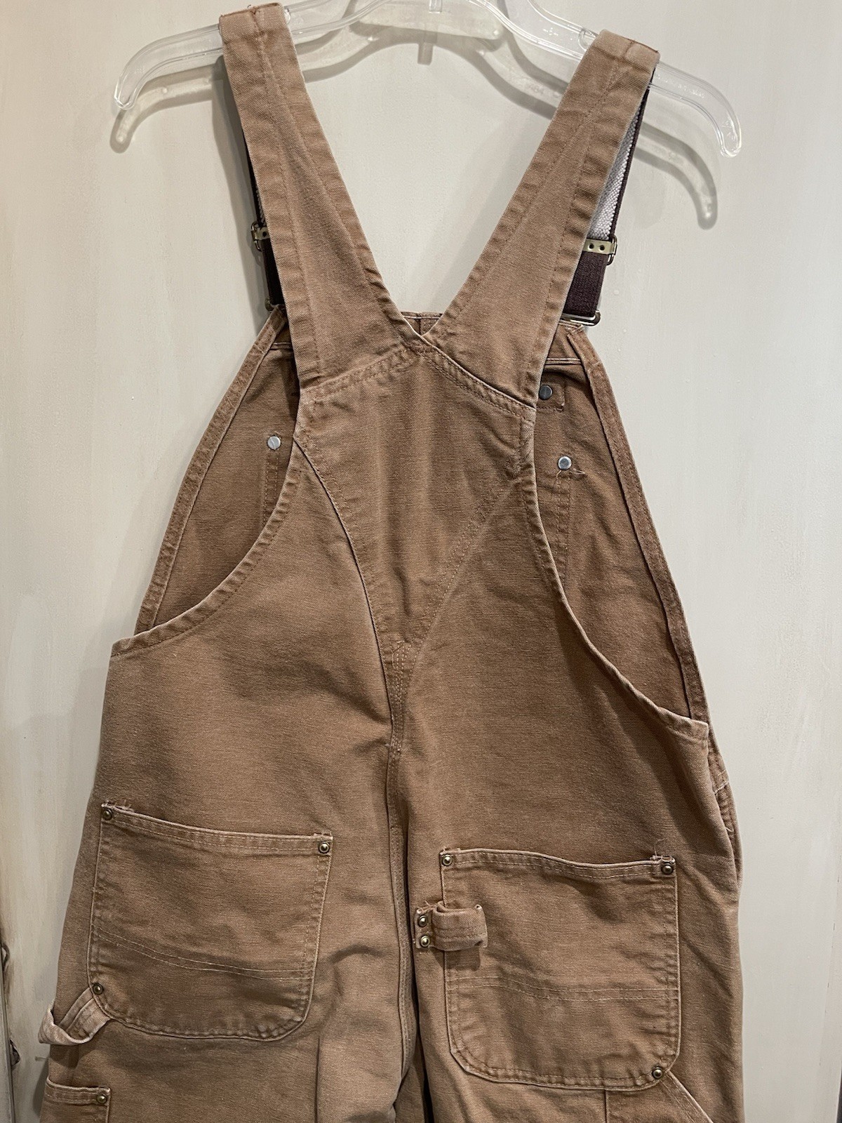 Carhartt Bib Duck Overalls 36×30 Double Knee Bibs R08 BRN Brown 100% Cotton