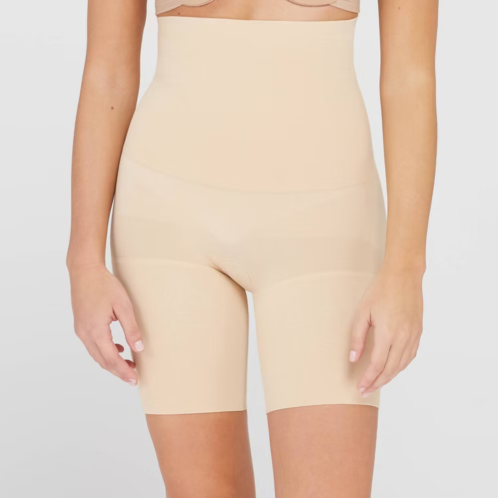 ASSETS SPANX Mid-Thigh Shorts Muffin-Top Women High-Waist Shaper Bodysuit
