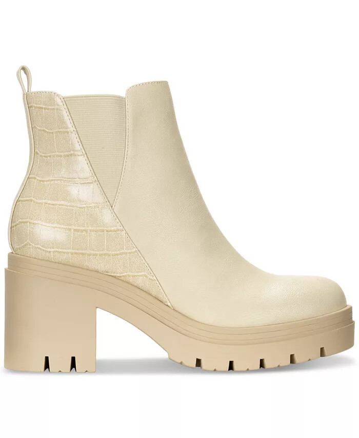 Sun + Stone Veronikaa Pull-On Lug Chelsea Booties-Color: ECRU CROC -CHOOSE SIZE!