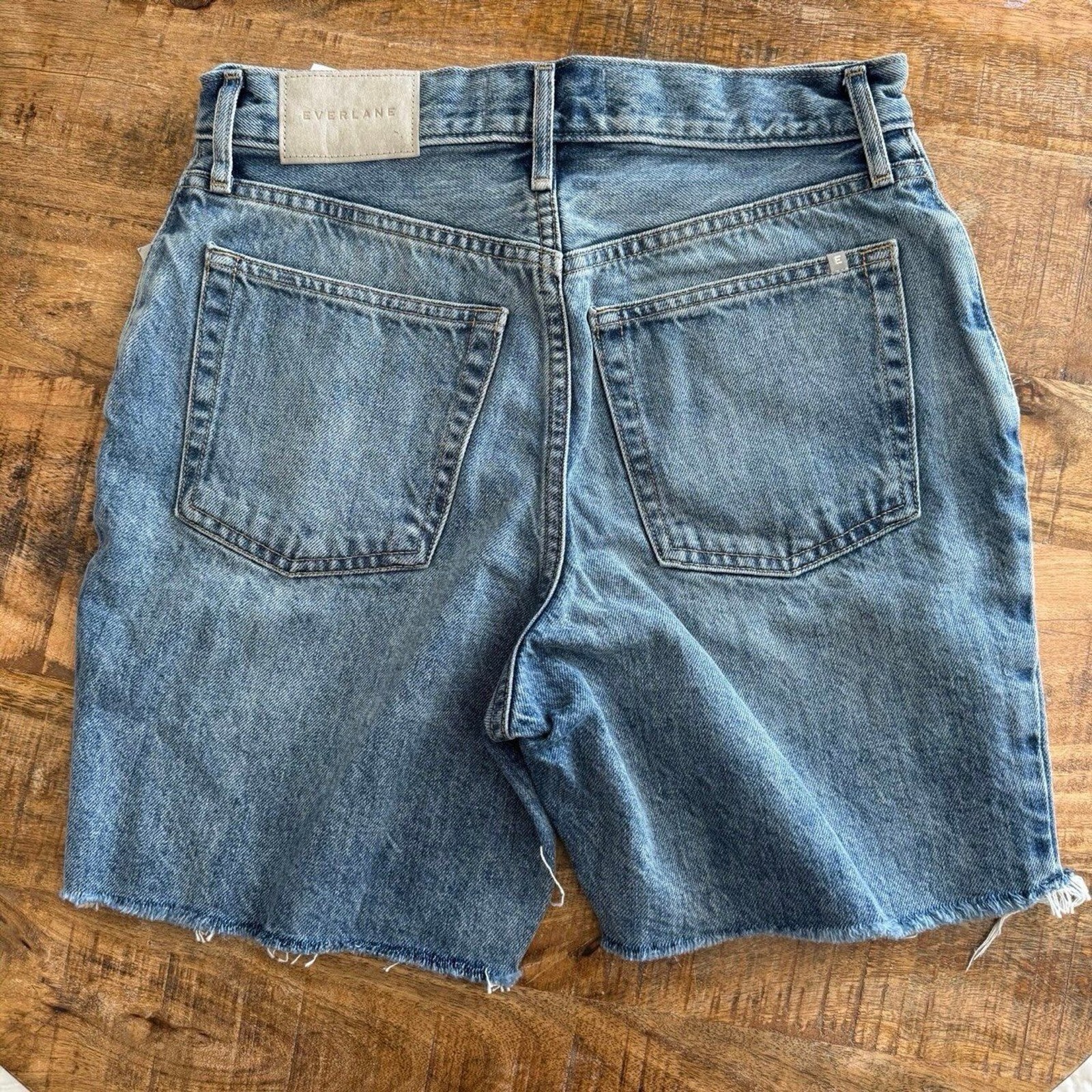 Everlane Rigid Way High Denim Jean Short High Rise Button Fly Medium Wash Sz 26