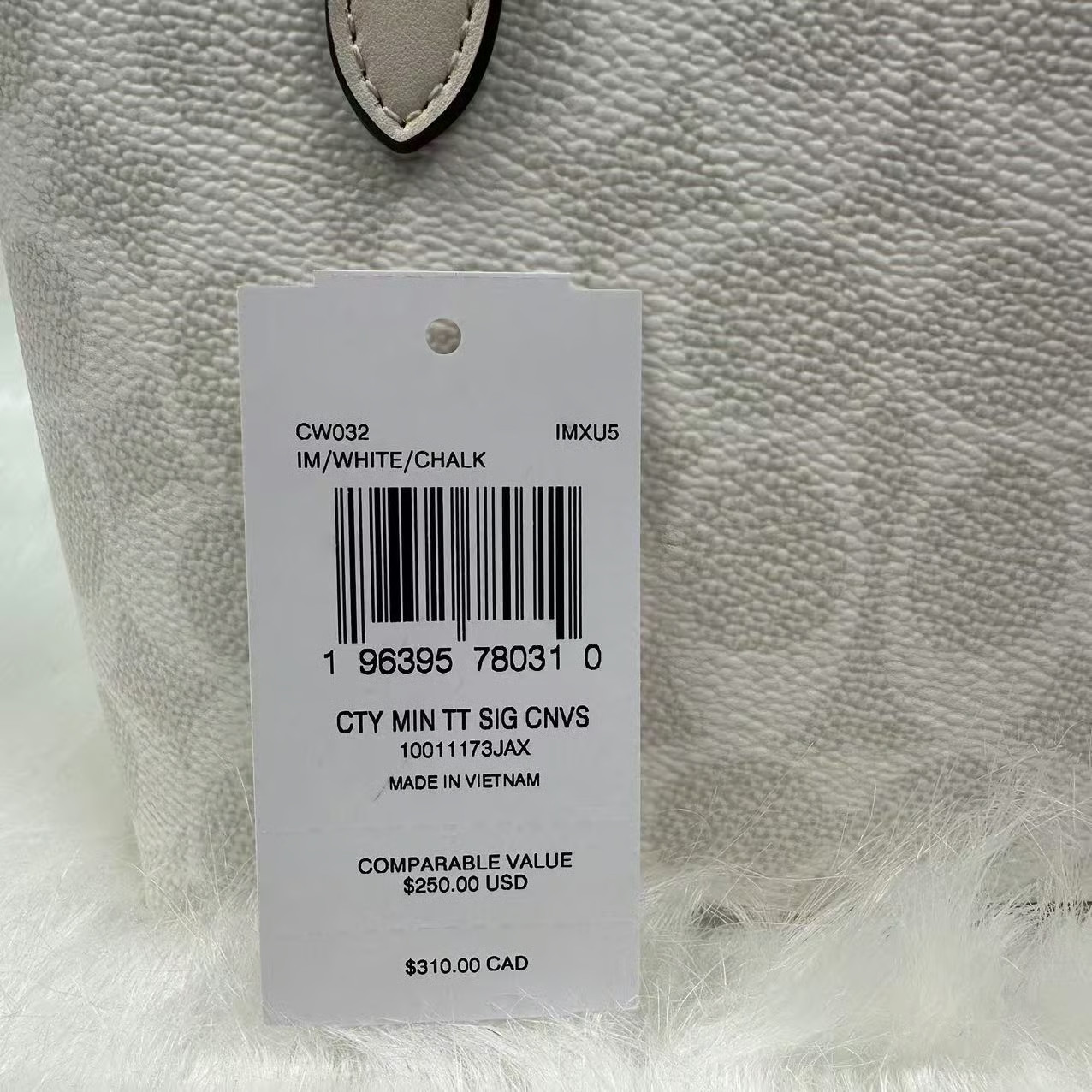 Coach City Mini Tote Bag Crossbody Signature Canvas White/Chalk NWT CW032