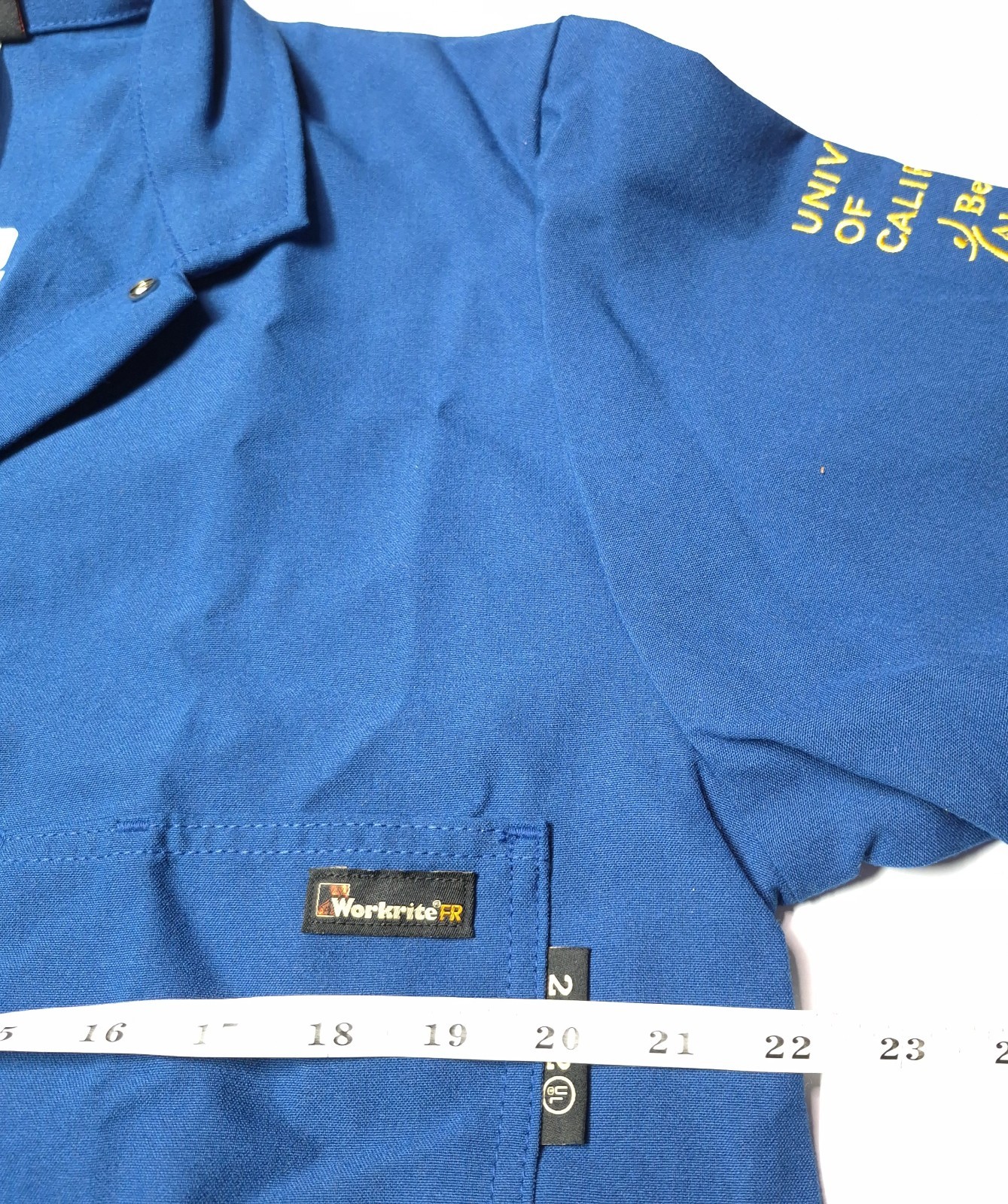 Workrite FR Lab Coat Large Regular Nomex IIIA Royal Blue KNL8RB UC University CA