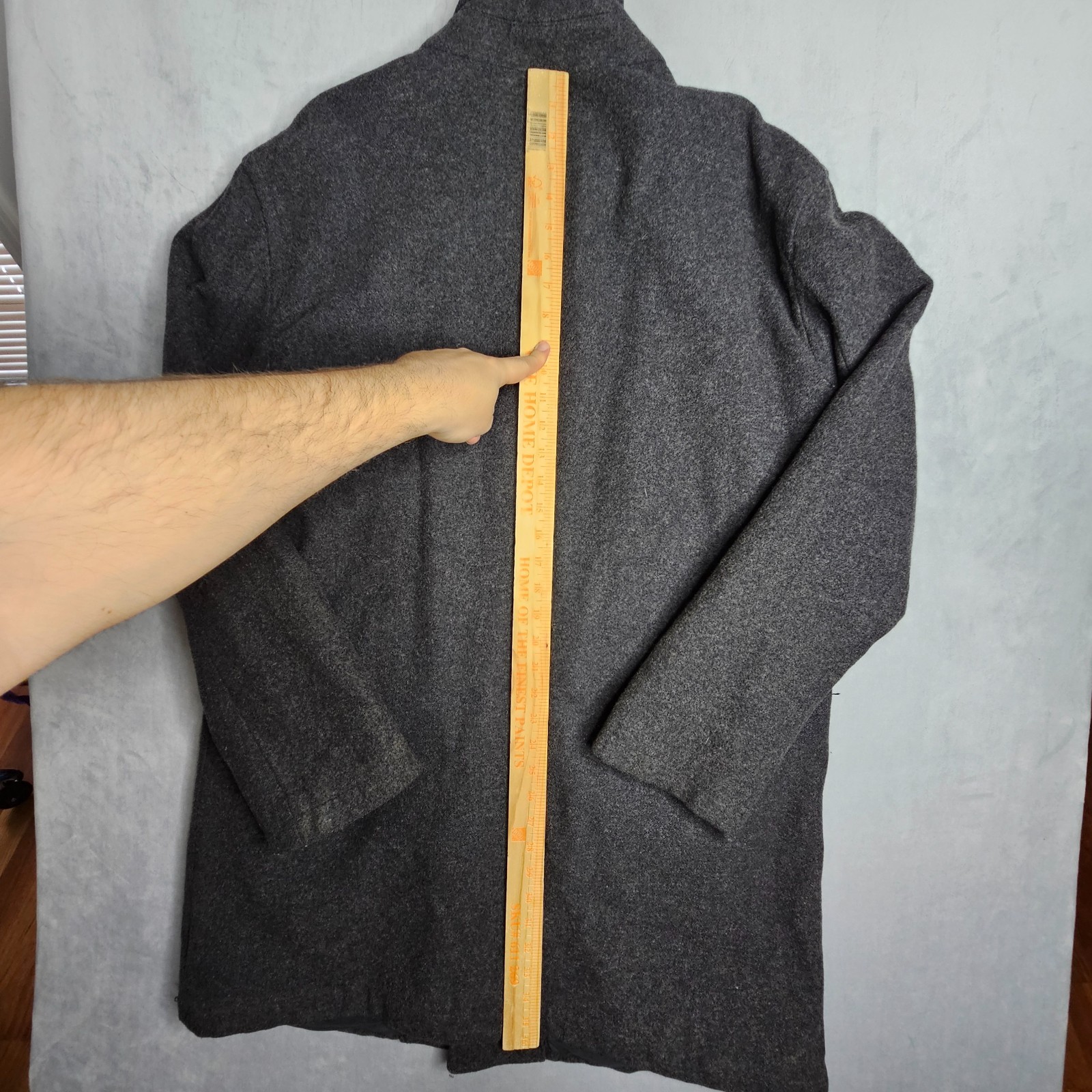 Gap Peacoat Mens XL Gray Wool Blend Button Up Pockets Single Vent Winter Classic