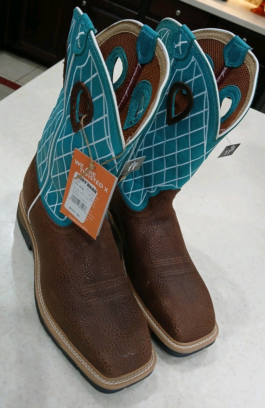 Twisted X Steel Toe Boot Brown/Teal Mens Silze 11D Brand new with Tags.