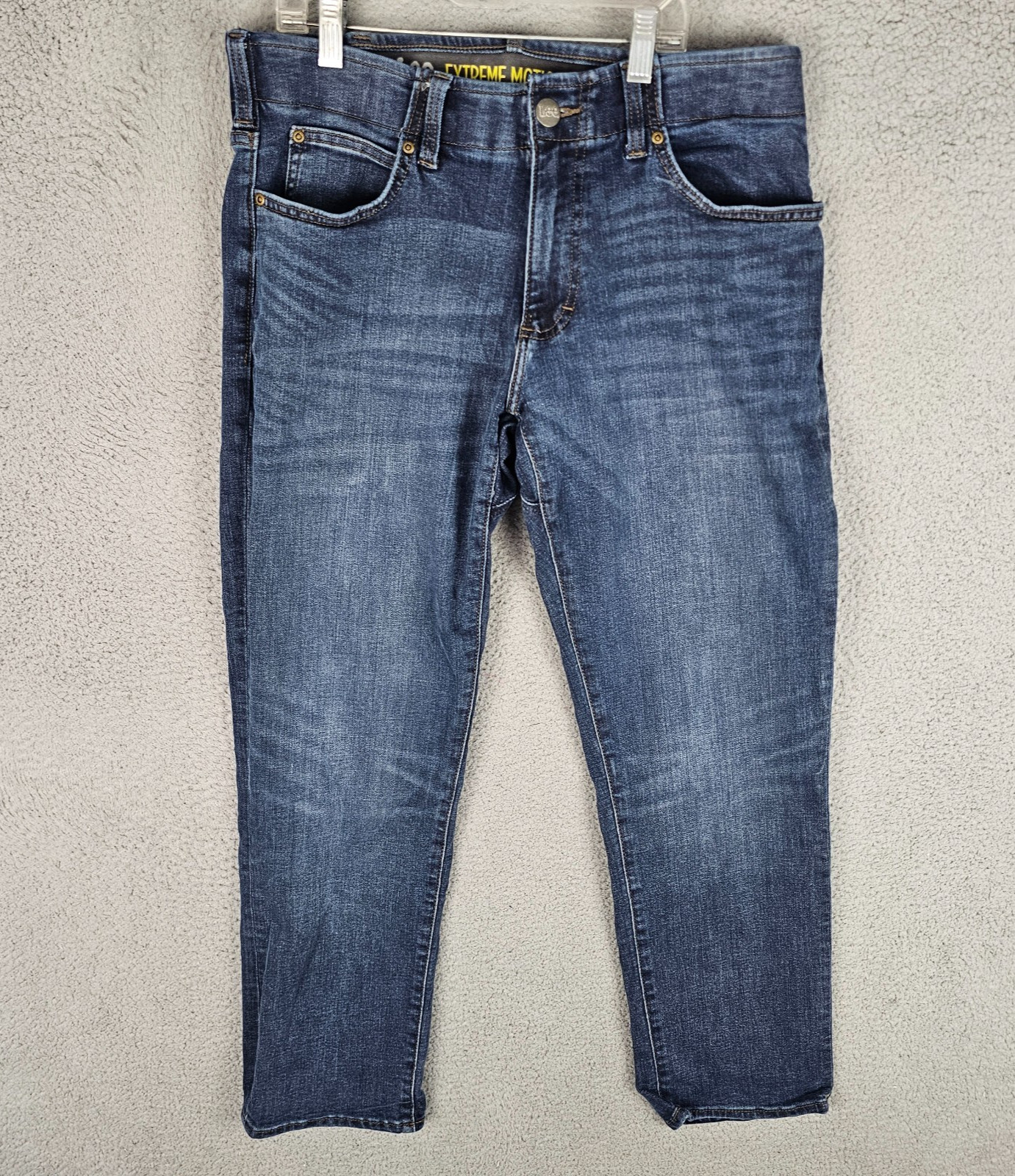 Lee Extreme Motion MVP Jeans Mens 34×30 Faded Straight Fit Tapered Leg Waistband
