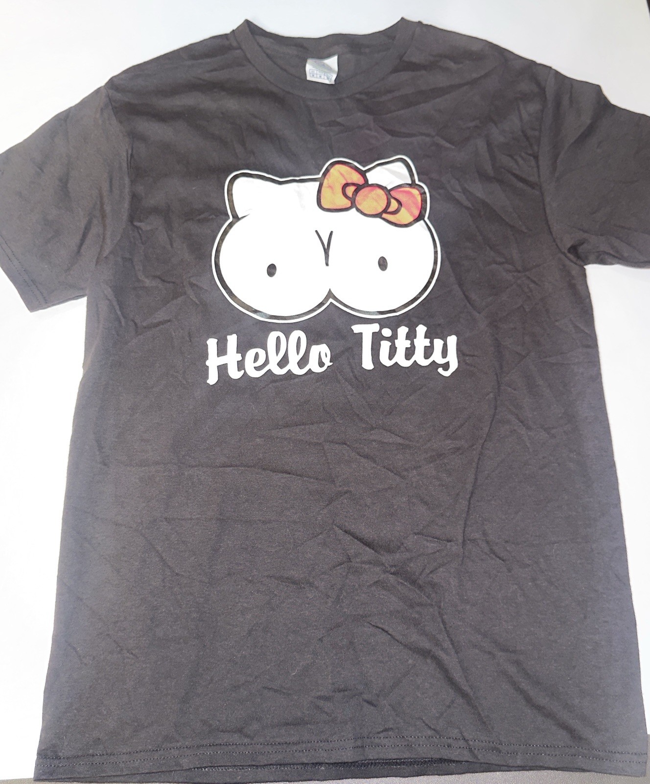 Rare Hello Titty Humor Tee Hello Kitty Women Size M