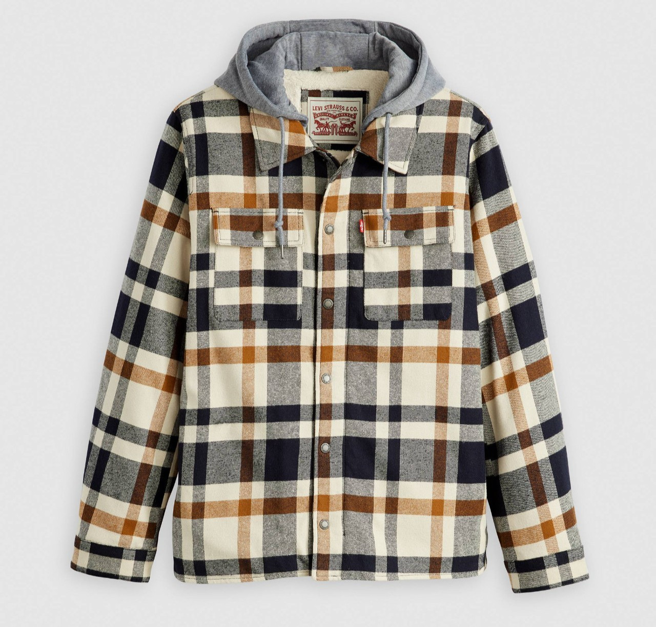 Levi’s Plaid Sherpa Lined Hoodie Jacket Size M Insulated $148 Levis