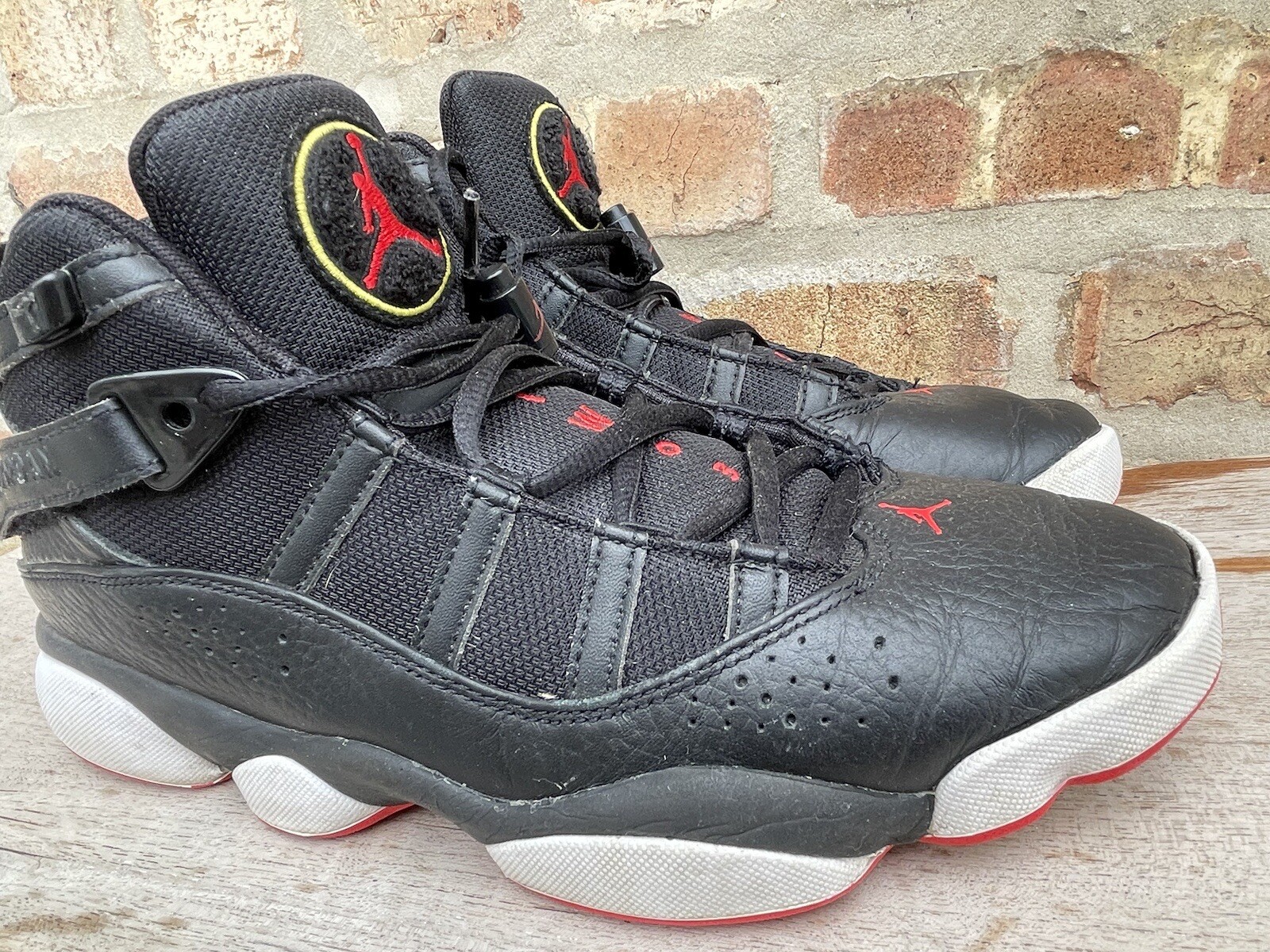 🔥 Nike Air Jordan 6 Rings • 322992-063 Black & Red Basketball Shoes Men Sz 8.5