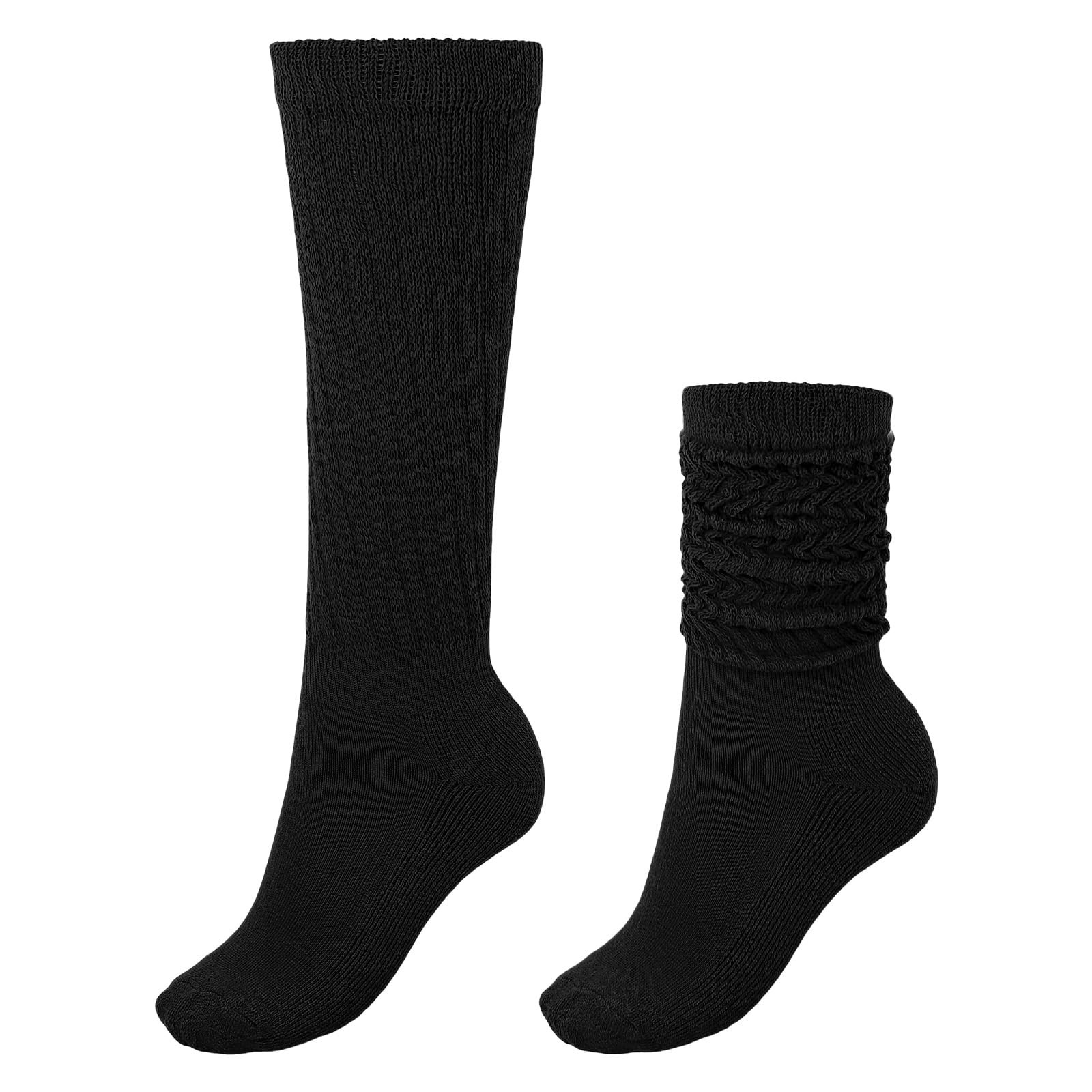 Xindojuz 1 Pair 7.1″/18cm Long Slouch Socks for Women Girls, One Size, Black