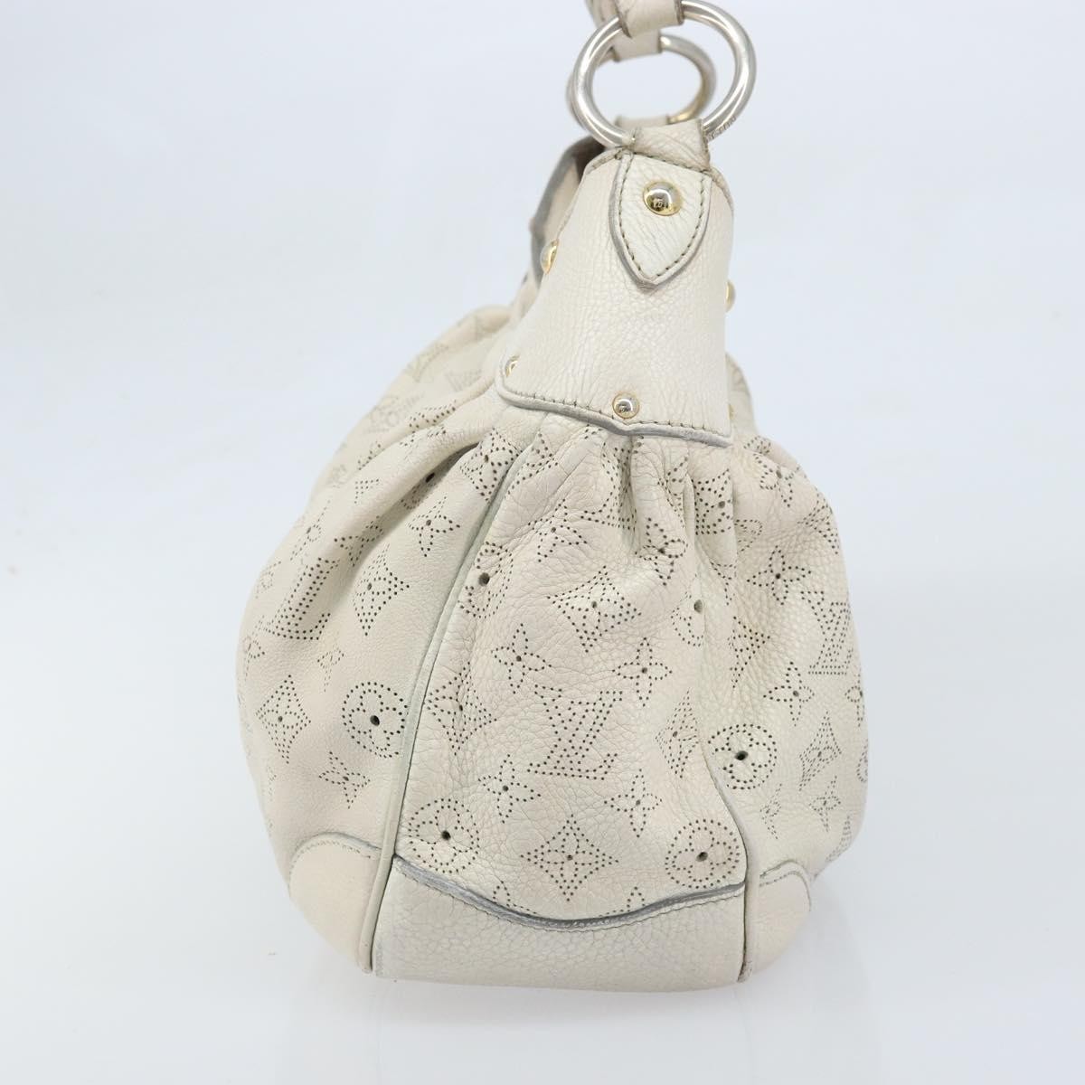 LOUIS VUITTON Mahina Solar PoweredGM Bag Leather White M93128 LV Auth bs34140