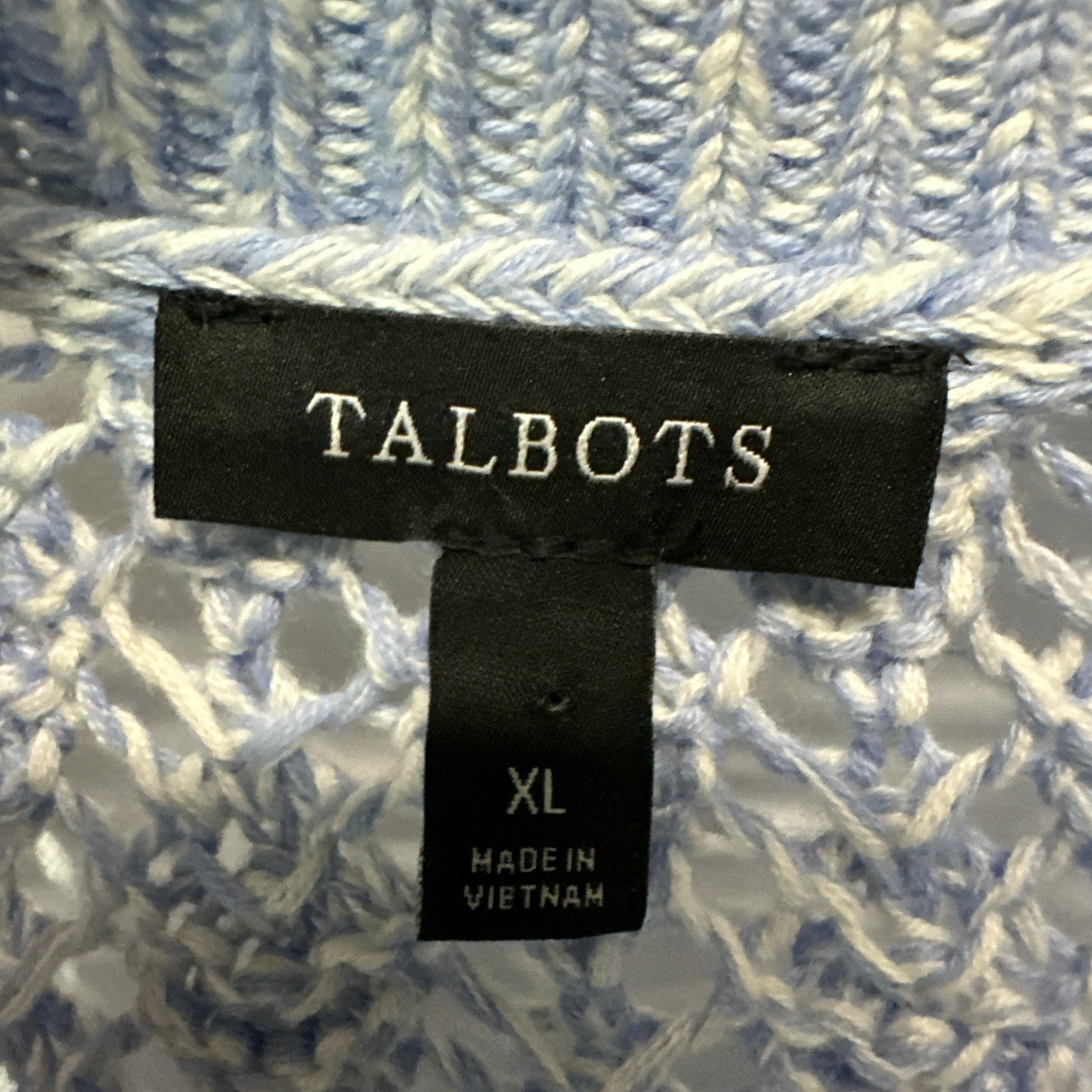 Talbots Powder Blue Open Knit All Seasons Sweater Cotton Blend Size XL