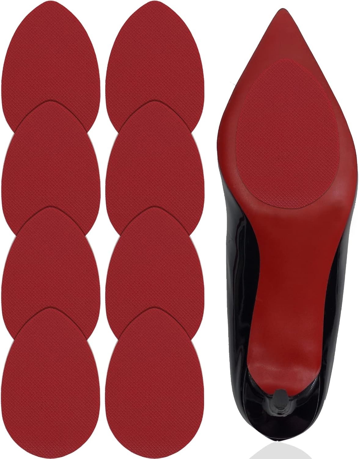 Durable Non-Slip Shoe Sole Protectors with Strong Adhesion – 4 Pairs Red