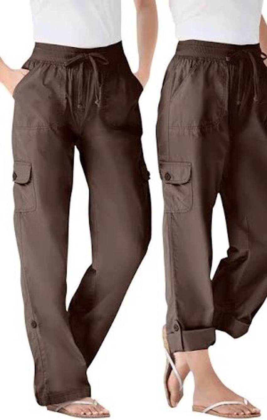 CARGO PANTS 20W Plus Petite WOMAN WITHIN NEW FREE SHIP Woman Dark RASPBERRY