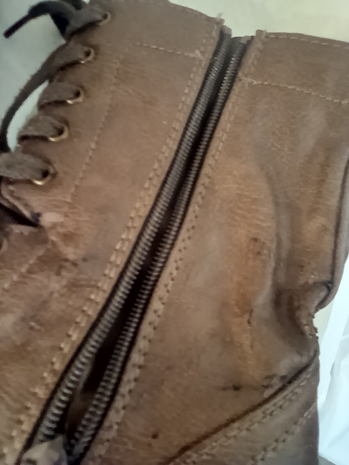 Brown all man made materials women’s ankle boot size 8 laces & Zip