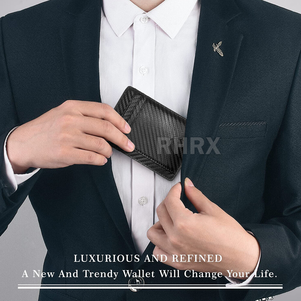 Mens RFID Block Slim Wallet Credit Card ID Holder Minimalist Front Pocket Wallet