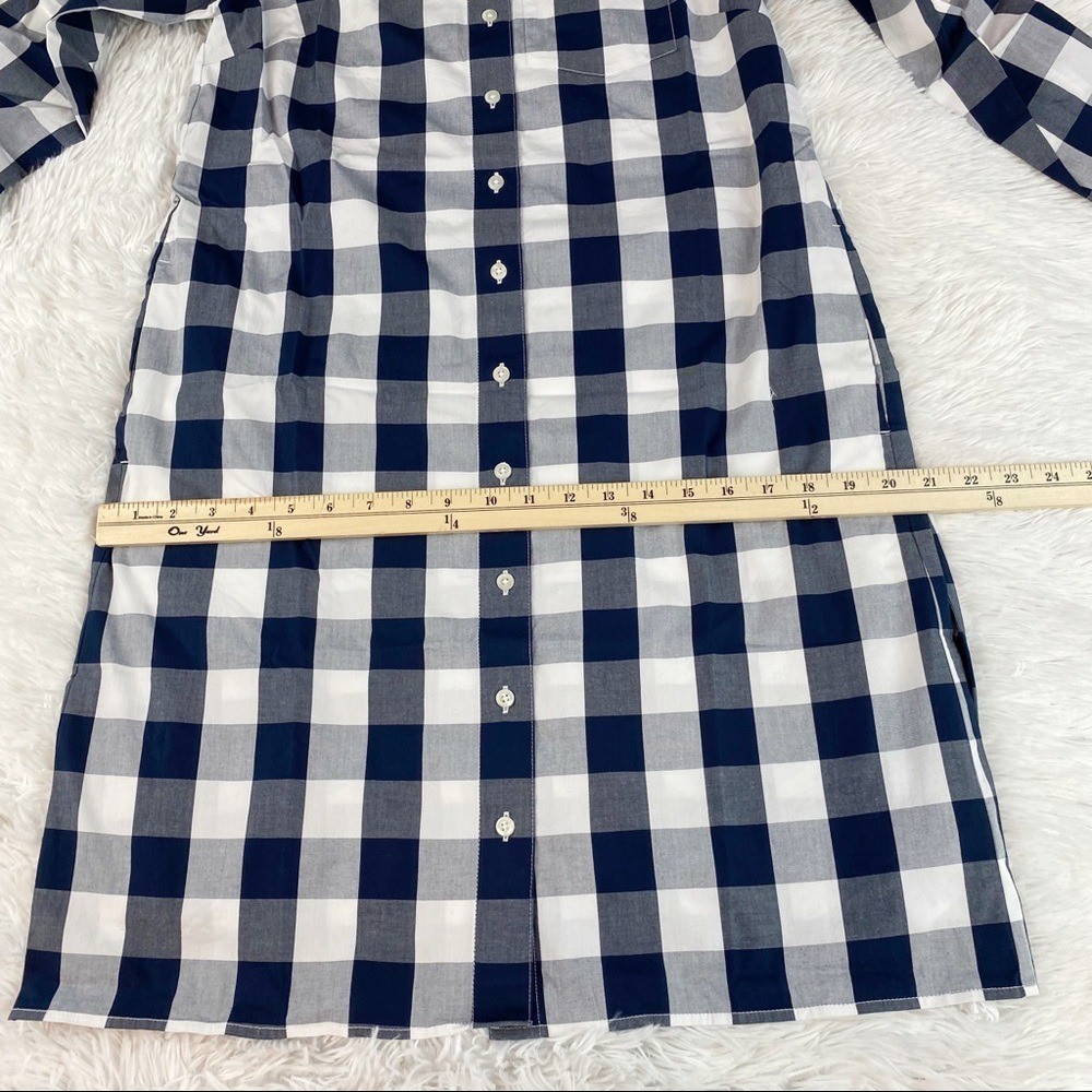 J Crew New Gingham plaid belted shirtdress long sleeve button up black white