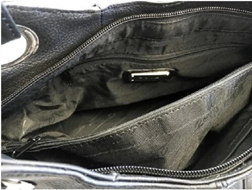 Black Leather Locking Concealment Purse – CCW Concealed Carry Gun Bag