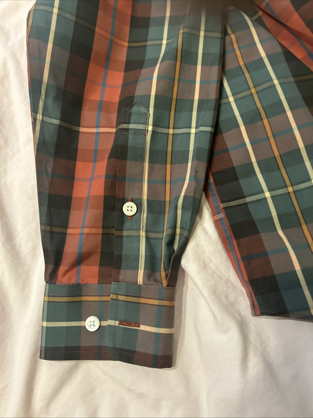 Orvis Men’s Check 100% Cotton Barrel Cuff Dress Shirt Size Large Multicolor