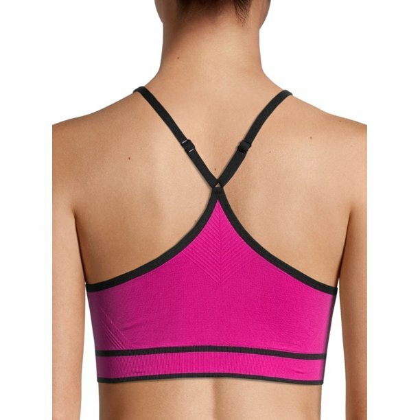 AVIA SEAMLESS LOW IMPACT SPORTS BRA MAGNETA PINK BLACK BRA PADS NYLON/SPAN XXL